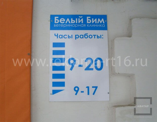 Табличка с режимом работы "Белый бим"